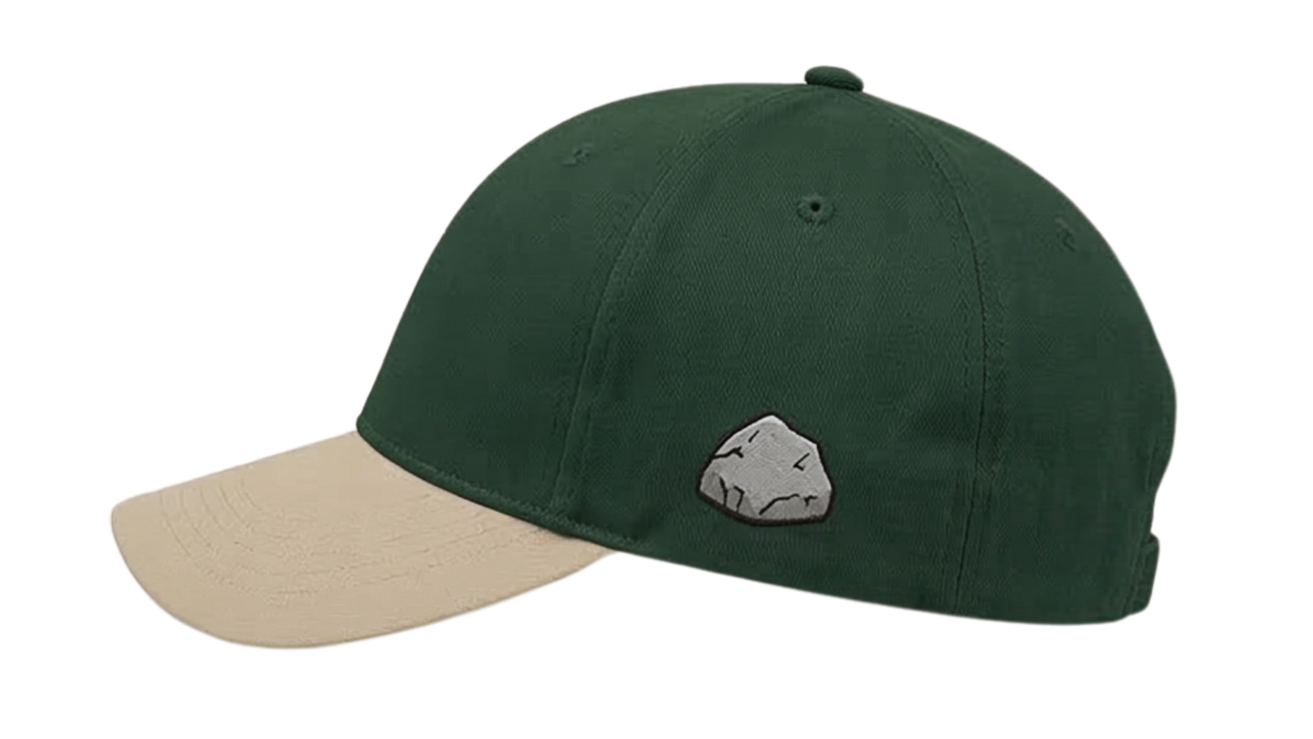 Dino - Rock-Paper-Scissors Embroidered Baseball Cap — Green & Beige