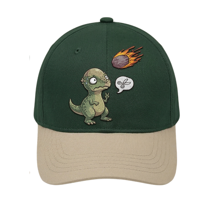Dino - Rock-Paper-Scissors Embroidered Baseball Cap — Green & Beige
