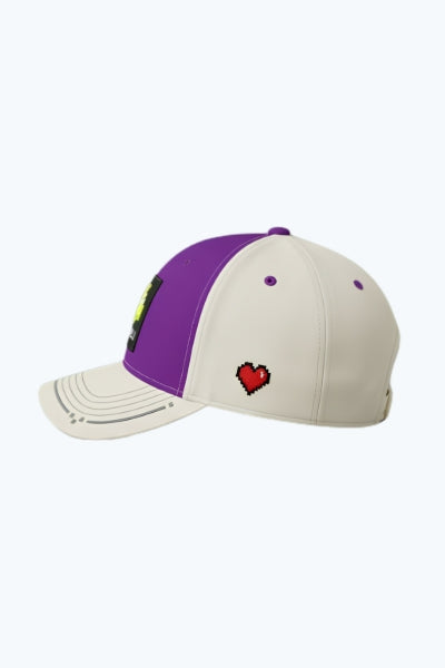 LEVEL UP - Retro Gaming Pixel Snapback Cap — Purple & Off-white