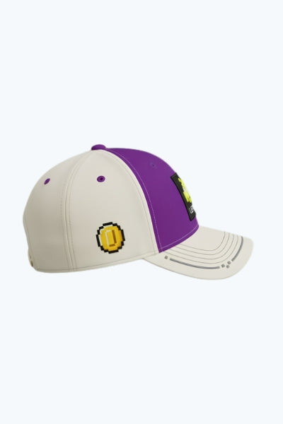 LEVEL UP - Retro Gaming Pixel Snapback Cap — Purple & Off-white
