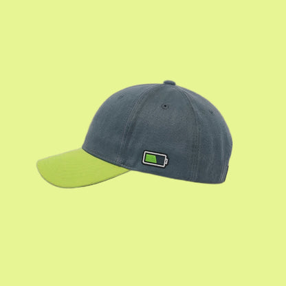 OFFLINE MODE - Digital Detox Embroidered Baseball Cap — Navy Blue & Lime